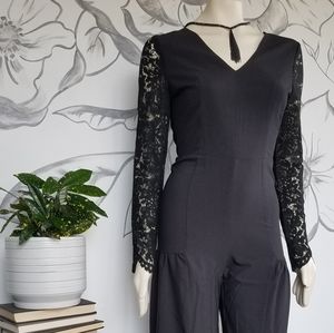 Black long sleeve lace jumpsuit